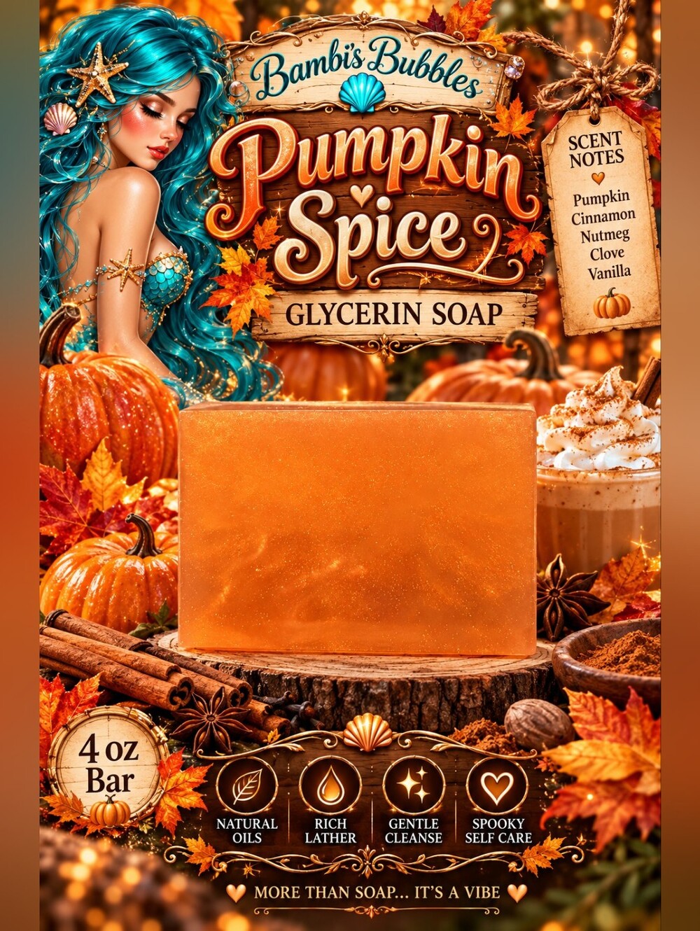 New! Pumpkin Spice 4oz Glycerin Soap